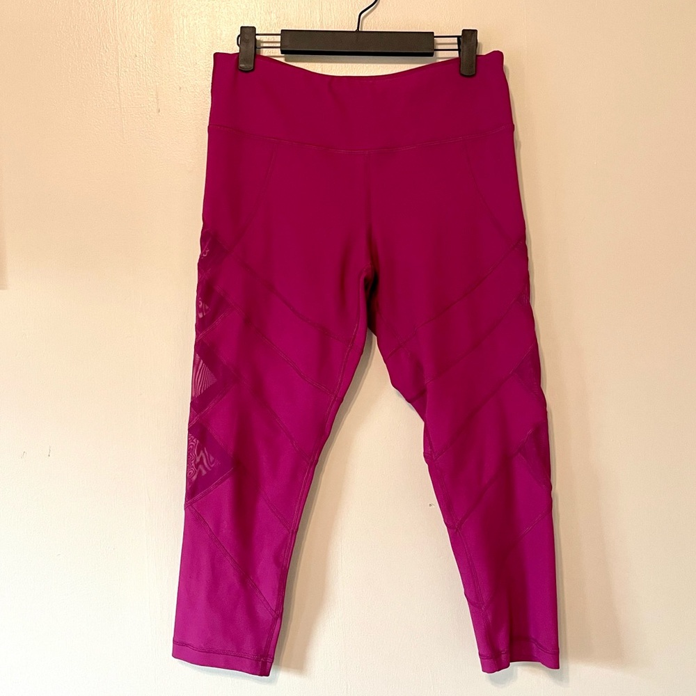 Magenta Mesh Detail Leggings